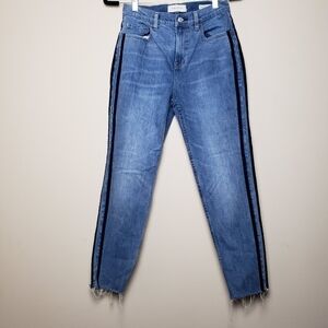 PAC SUN Striped Side Raw Hem Vintage Icon Skinny Jeans